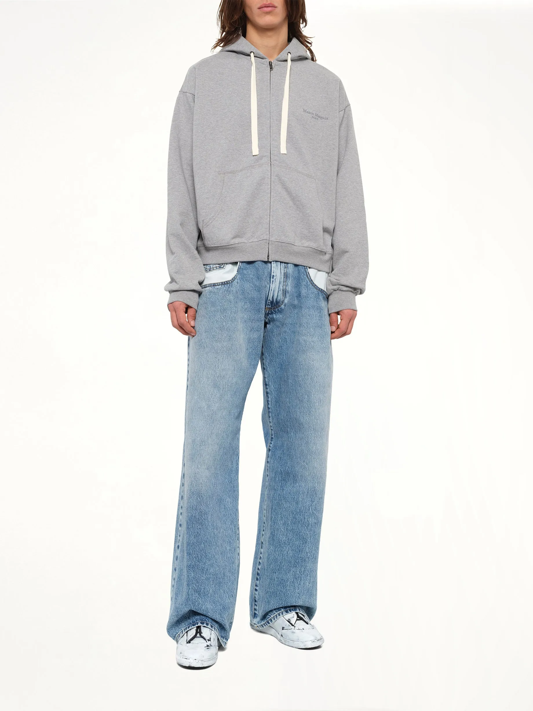 Logo Zip Hoodie in Grey Melange sold by MARAIS product image thumbnail 4