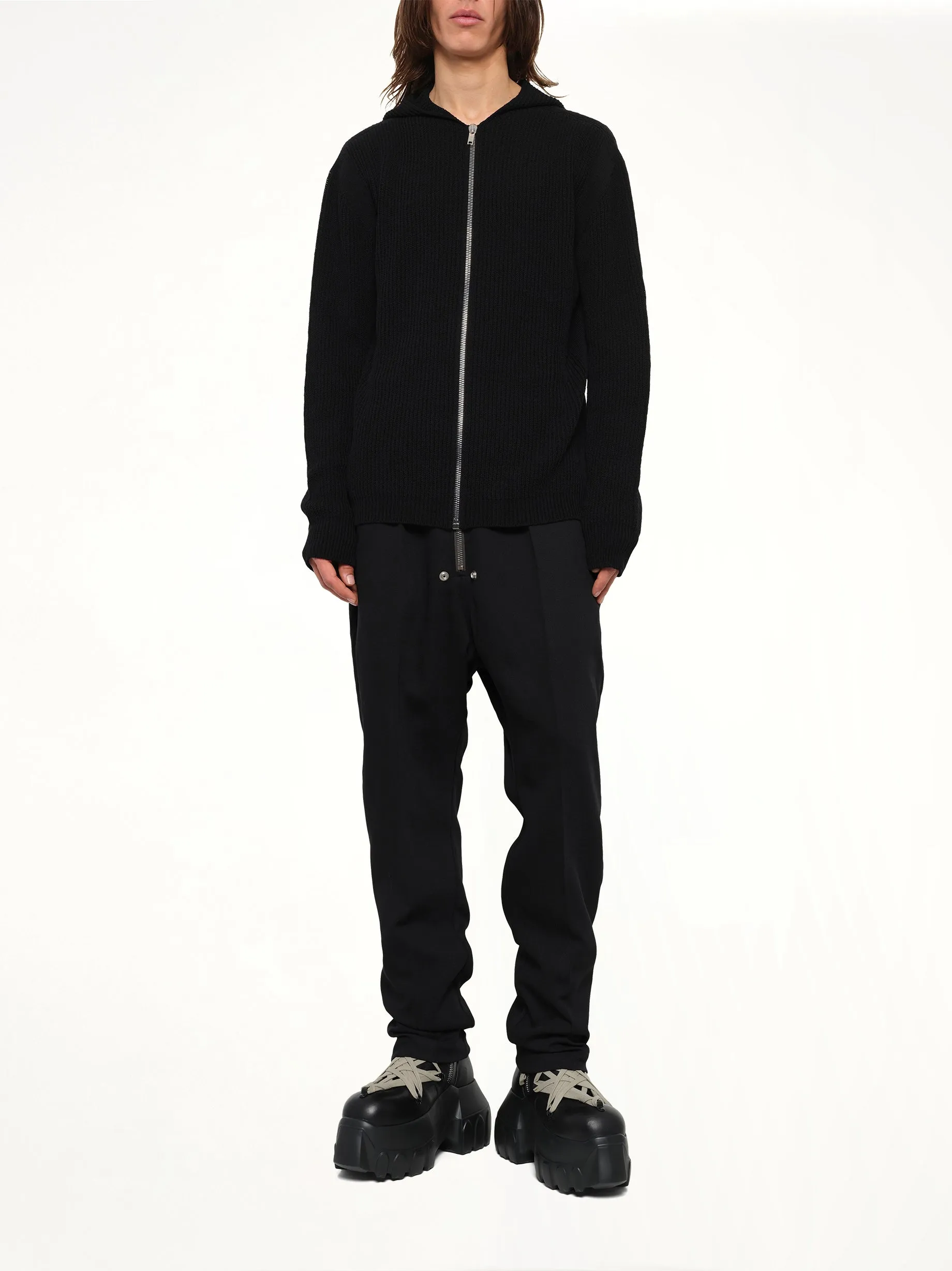 Heavy Wool Zipped Hoodie in Black sold by MARAIS product image thumbnail 4