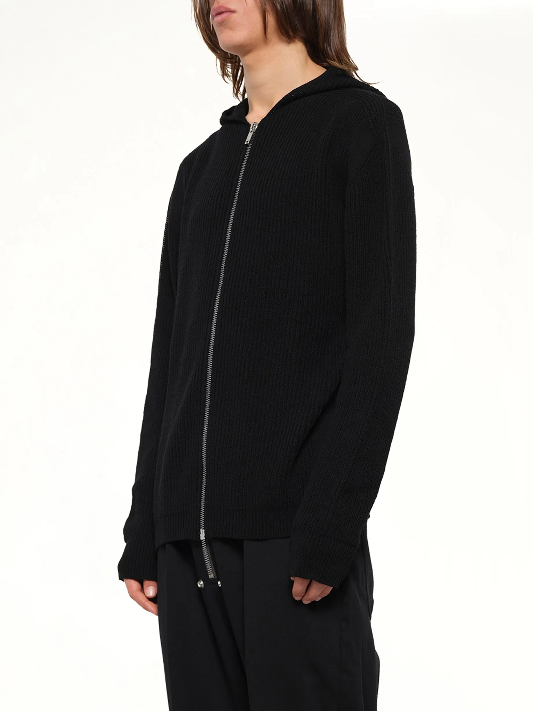 Heavy Wool Zipped Hoodie in Black sold by MARAIS product image thumbnail 3