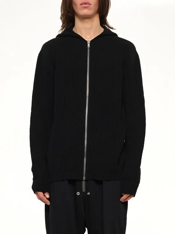 Heavy Wool Zipped Hoodie in Black made by Rick Owens