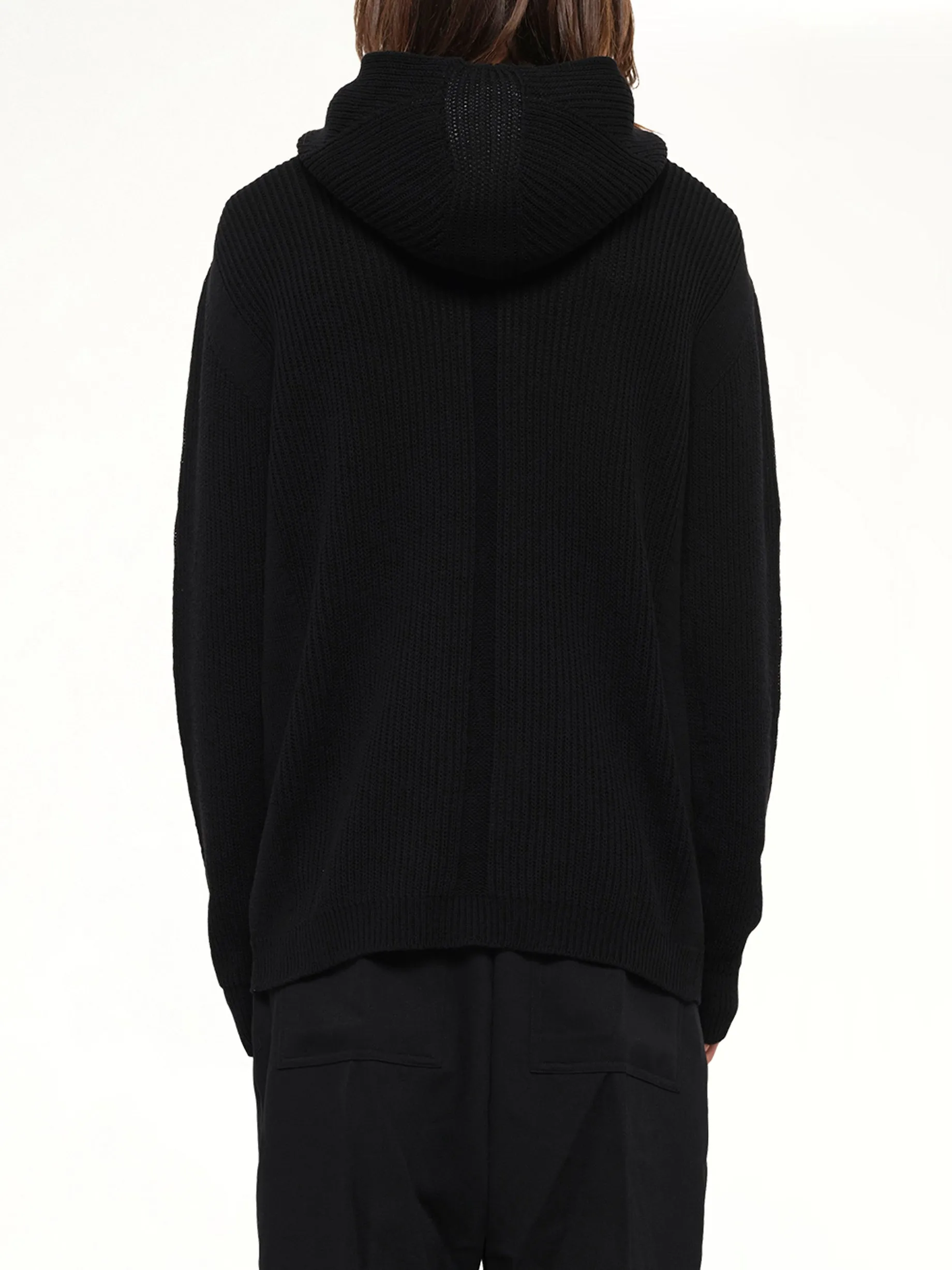 Heavy Wool Zipped Hoodie in Black sold by MARAIS product image thumbnail 5