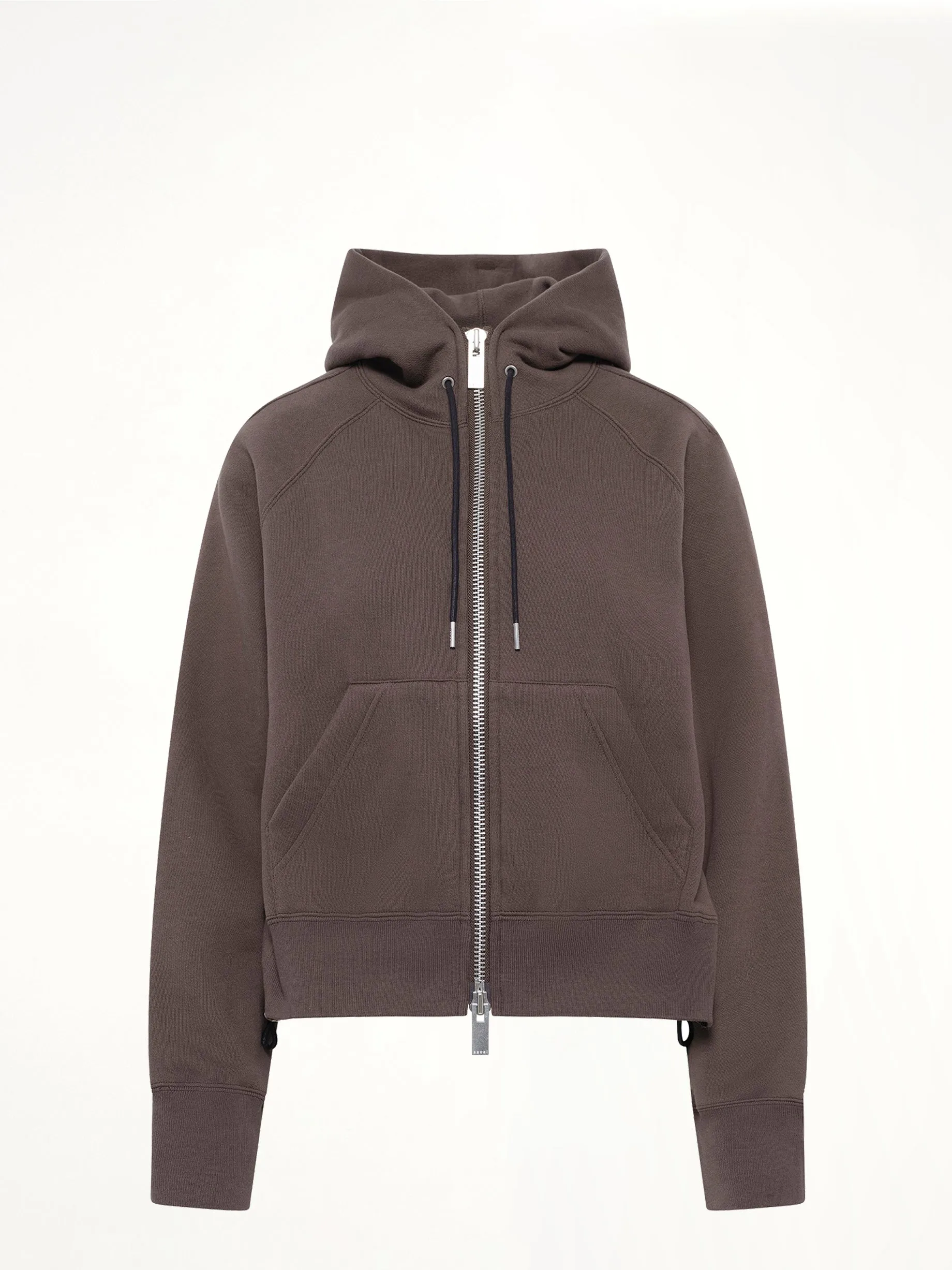 Cotton Jersey Zip Hoodie in Khaki sold by MARAIS product image thumbnail 2