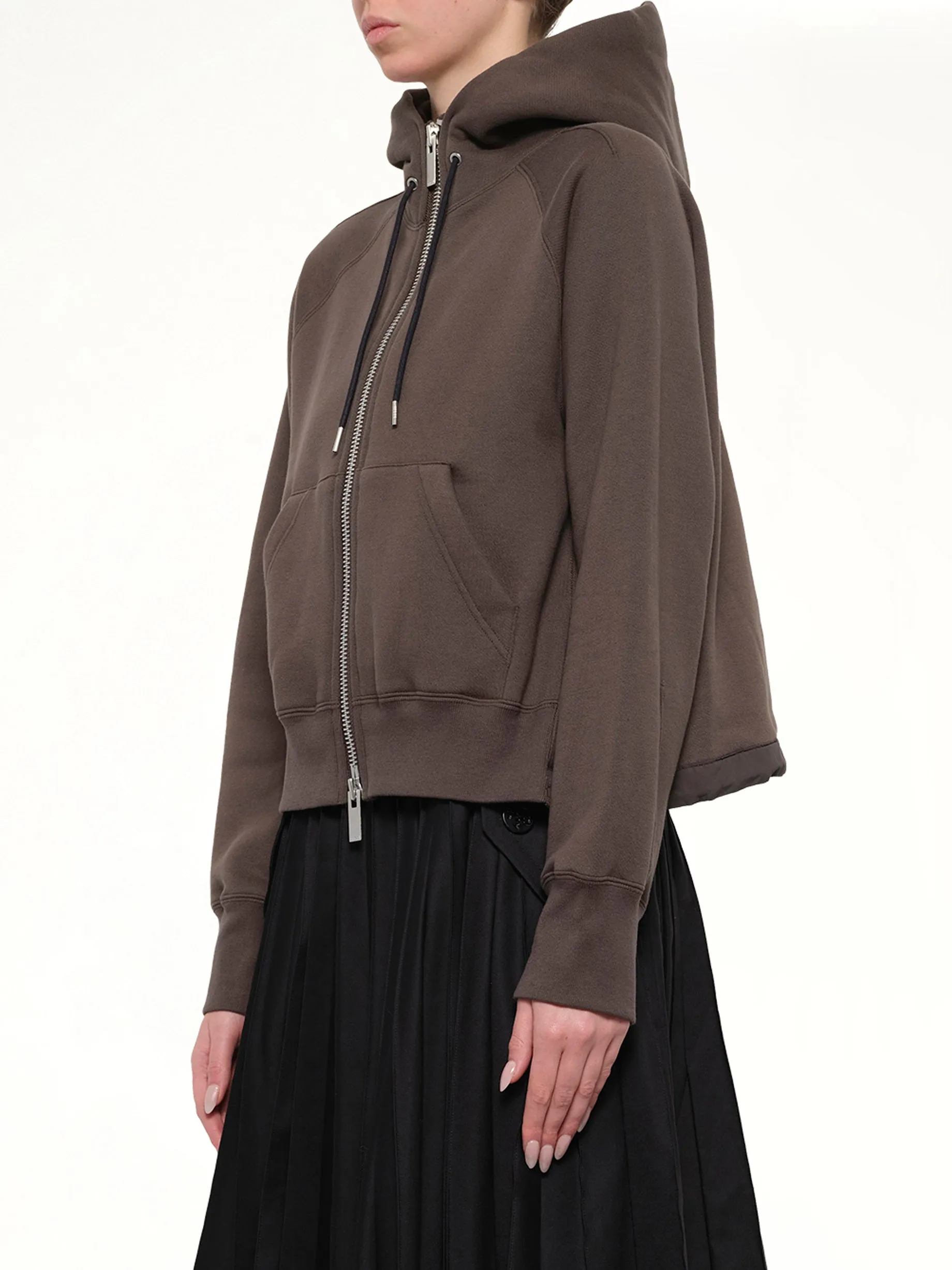 Cotton Jersey Zip Hoodie in Khaki sold by MARAIS product image thumbnail 3