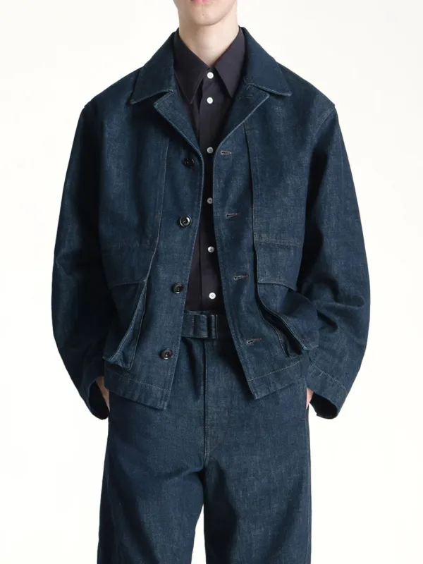Boxy Jacket in Denim Indigo made by Lemaire