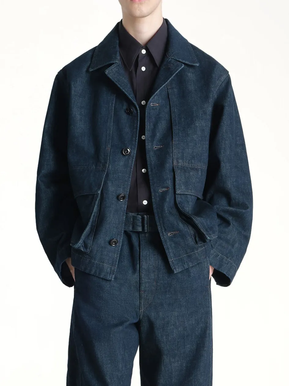 Boxy Jacket in Denim Indigo sold by MARAIS