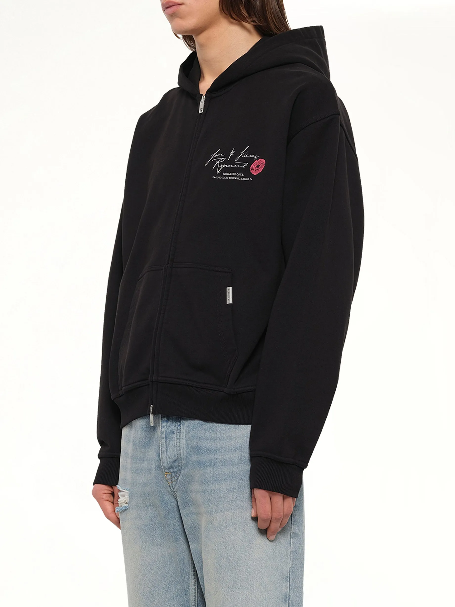 Love And Kisses Zip Through Hoodie in Jet Black sold by MARAIS product image thumbnail 3