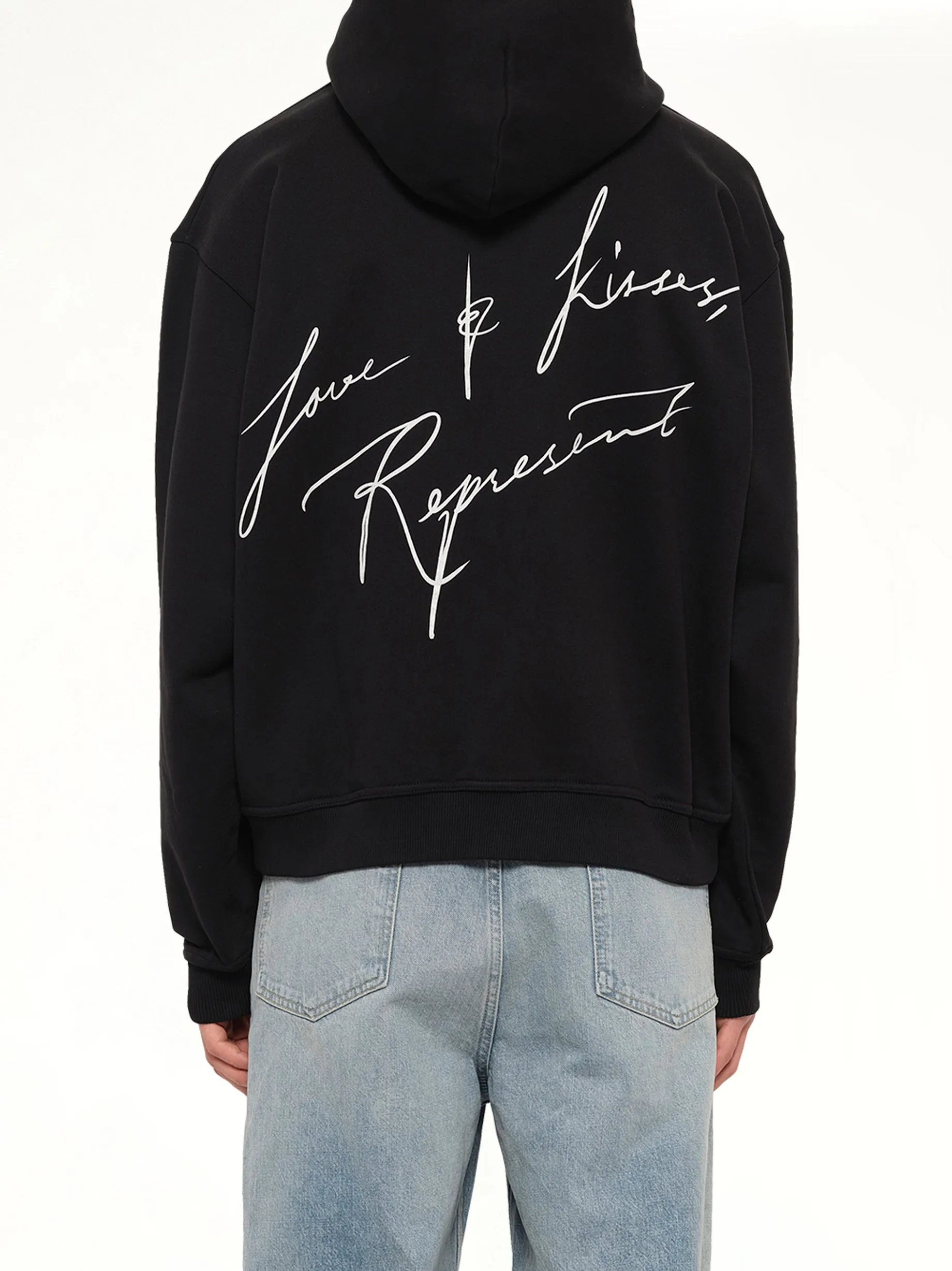 Love And Kisses Zip Through Hoodie in Jet Black sold by MARAIS product image thumbnail 5