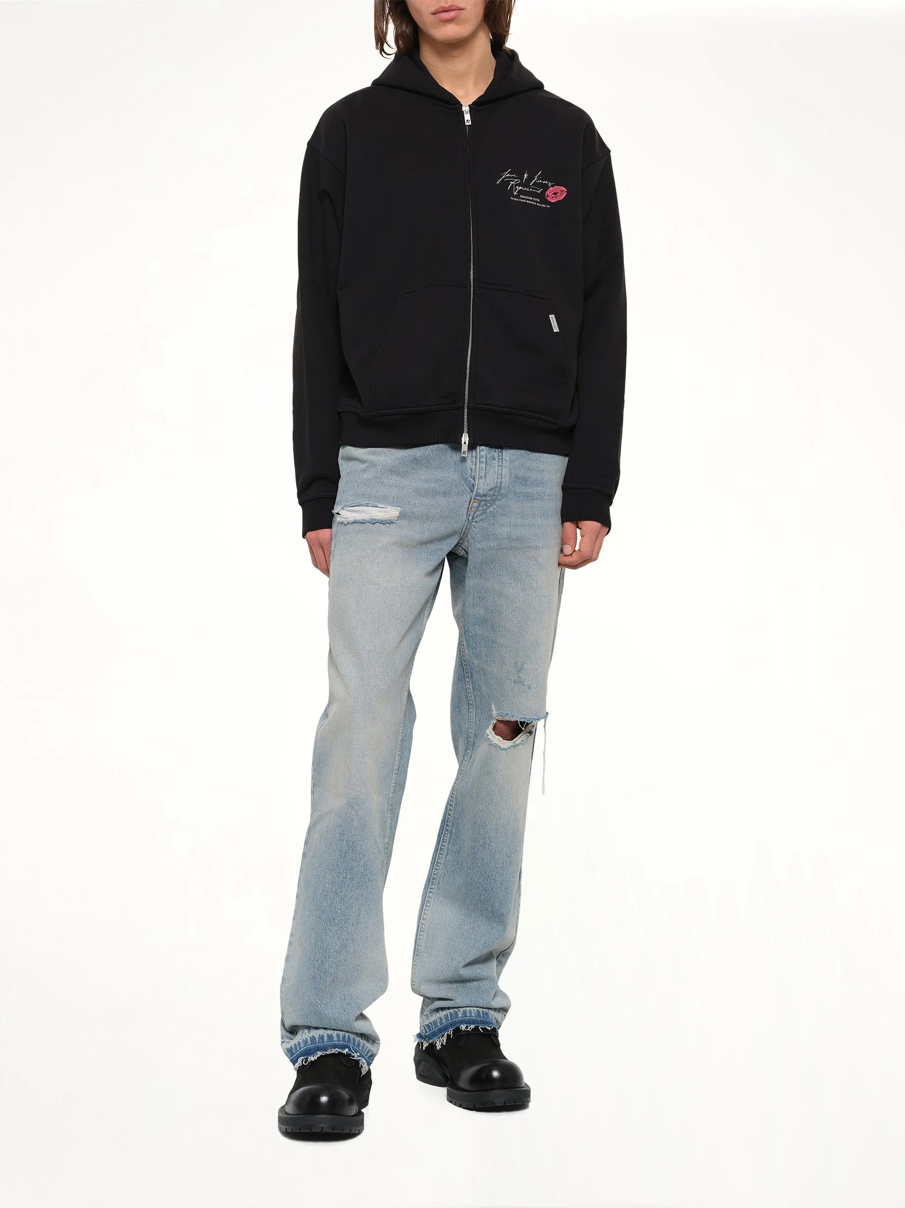 Love And Kisses Zip Through Hoodie in Jet Black sold by MARAIS product image thumbnail 4