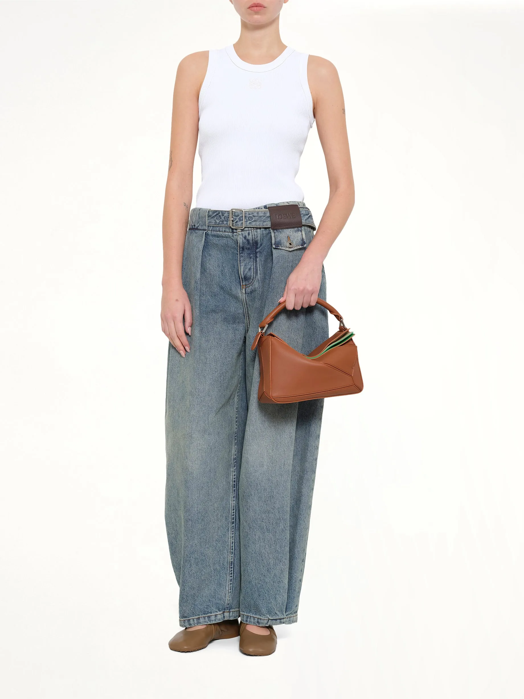 Tonal Anagram Tank Top in White sold by MARAIS product image thumbnail 4