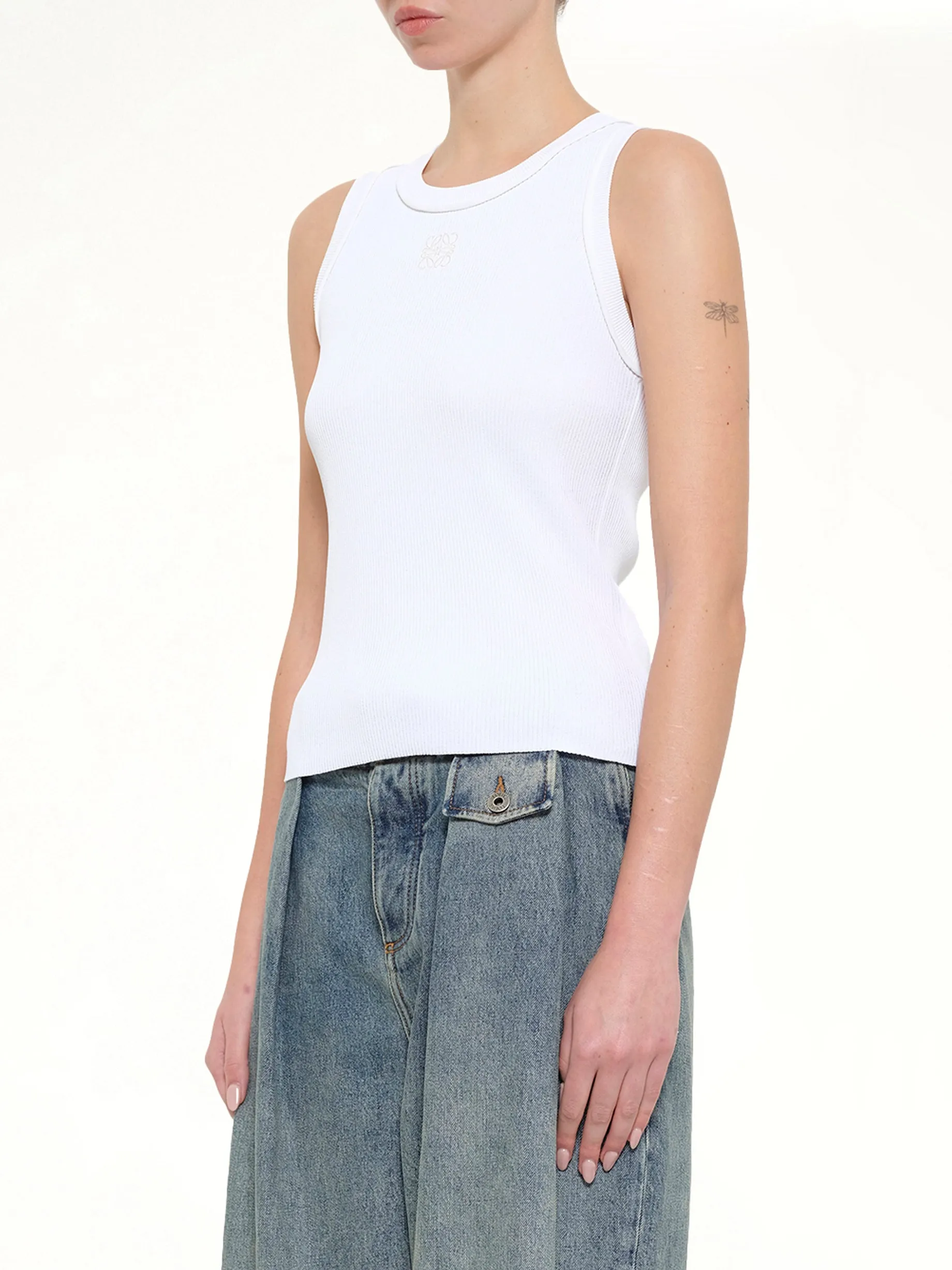 Tonal Anagram Tank Top in White sold by MARAIS product image thumbnail 3