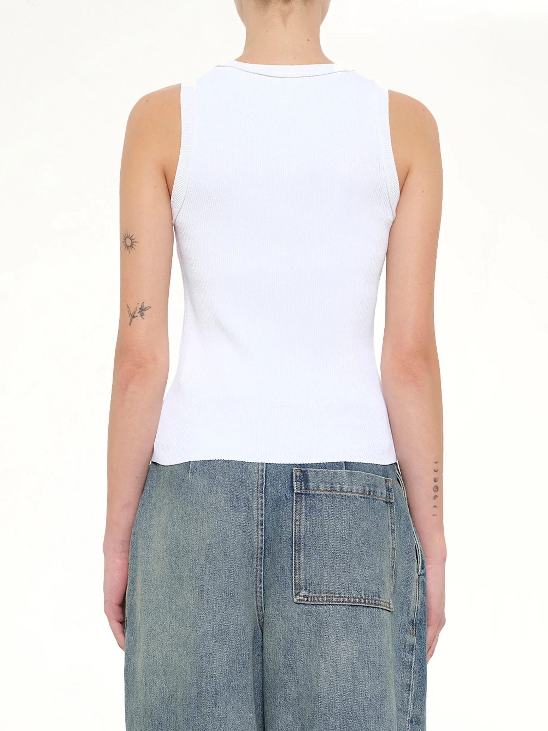 Tonal Anagram Tank Top in White sold by MARAIS product image thumbnail 5