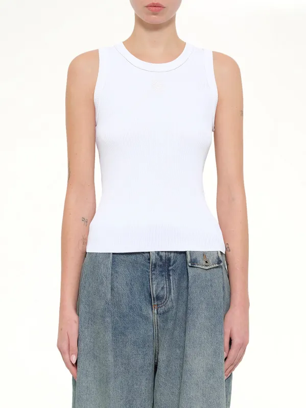 Tonal Anagram Tank Top in White made by Loewe