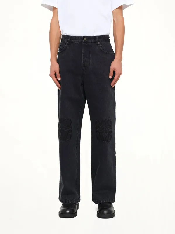 Tonal Anagram Baggy Jeans AF in Black made by Loewe