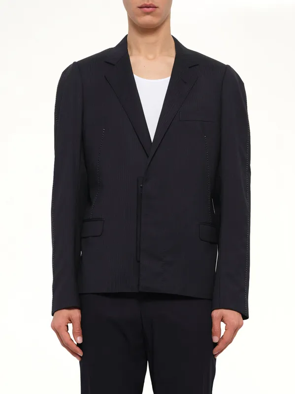 Jacket with Displaced Lapel in Black made by Lanvin
