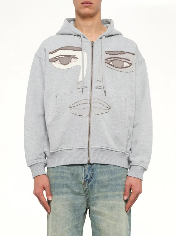Face Hoodie in Stone Gray made by KidSuper Studios