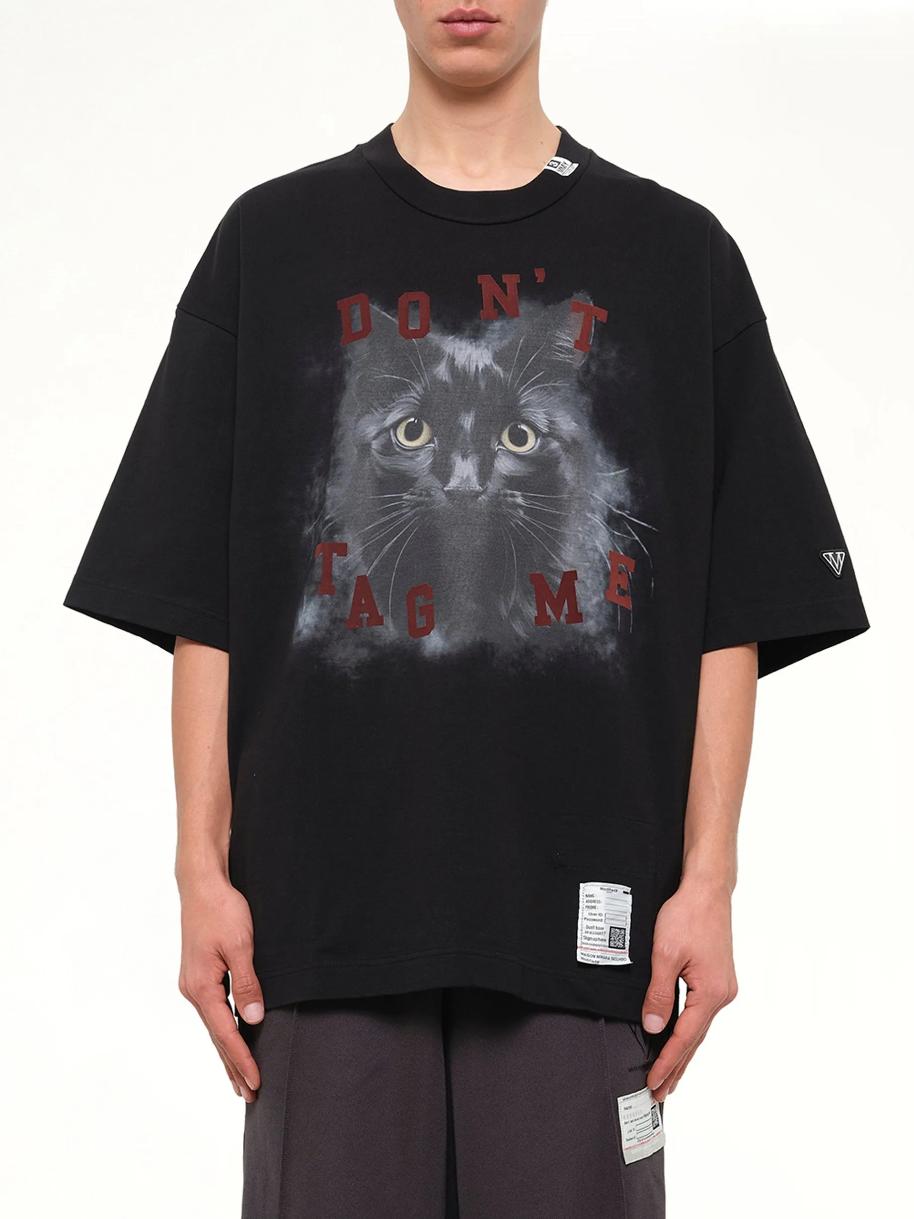 Cat Printed T-Shirt in Black sold by MARAIS