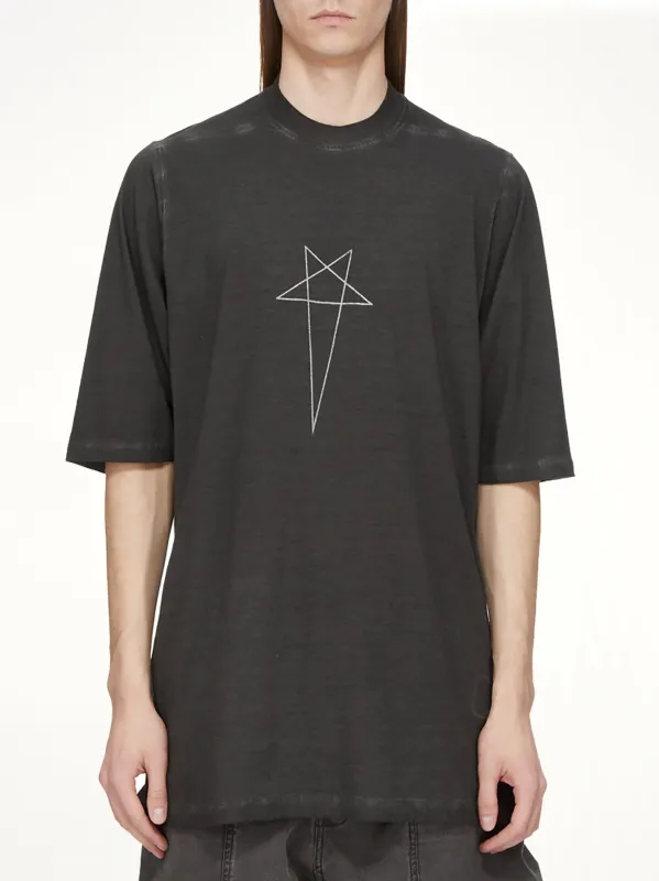 Pentagram Jumbo SS T-Shirt in Faded Black/Silver made by Rick Owens