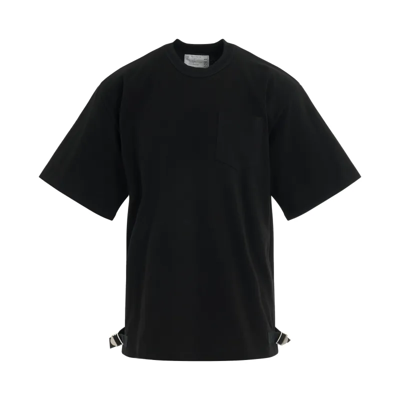 Nylon Twill x Cotton Jersey T-Shirt in Black made by MARAIS