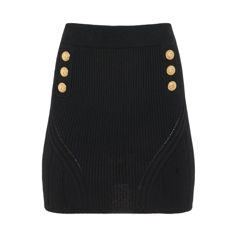 6 Button Short Knit Skirt in Black sold by MARAIS