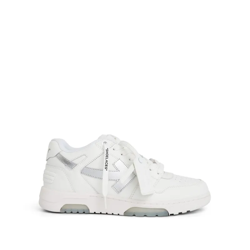 Out of Office Calf Leather Sneaker in  White/Silver sold by MARAIS