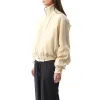 Silk Zip Bomber Jacket in Oat sold by MARAIS