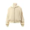 Silk Zip Bomber Jacket in Oat sold by MARAIS