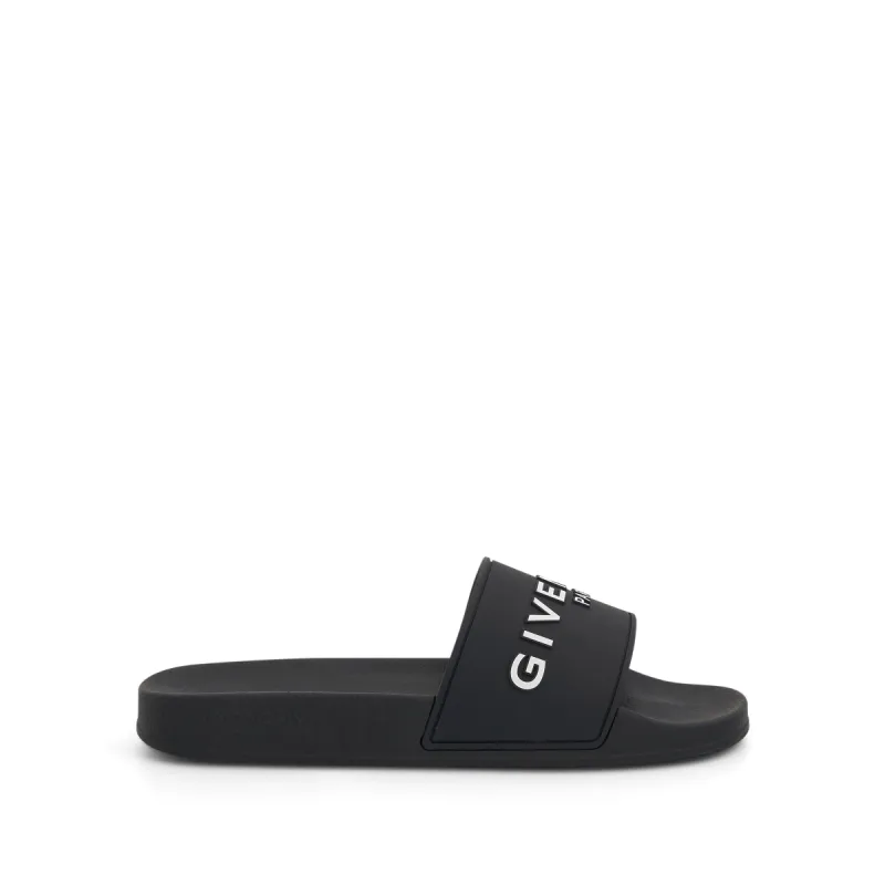 Logo Flat Sandals in Black sold by MARAIS