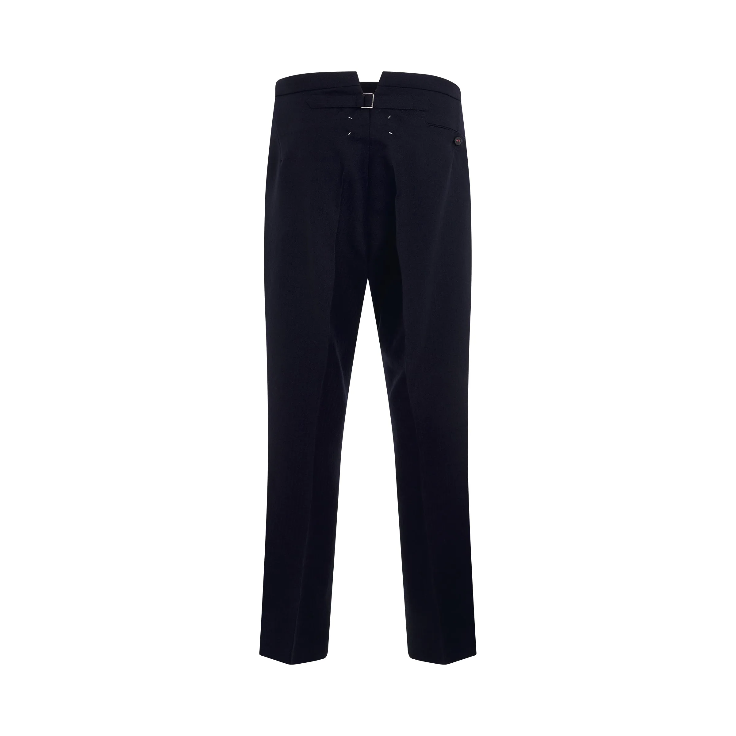 Wool Herringbone Trousers in Navy sold by MARAIS product image thumbnail 3
