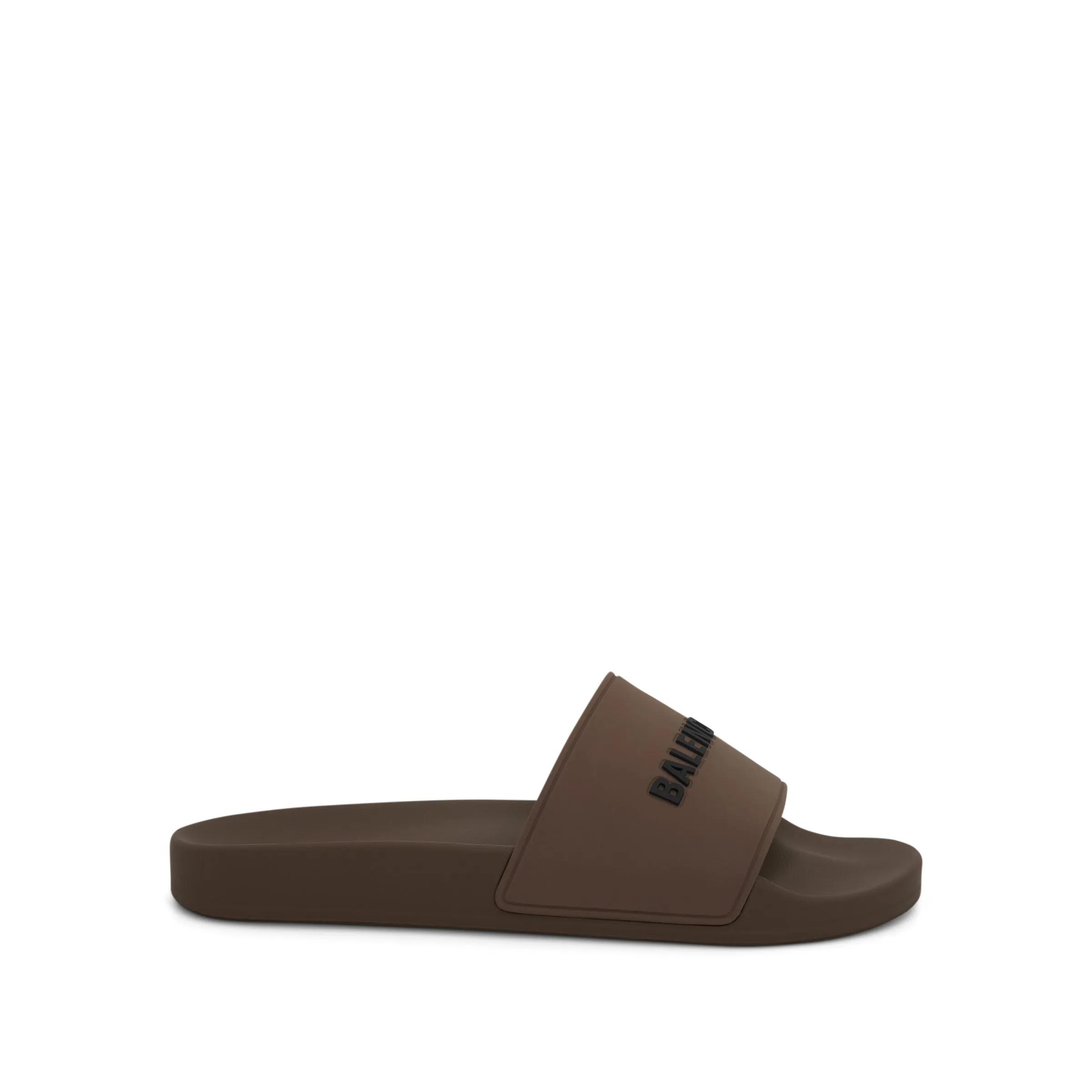3D Logo Rubber Pool Slide Sandal in Taupe/Black sold by MARAIS