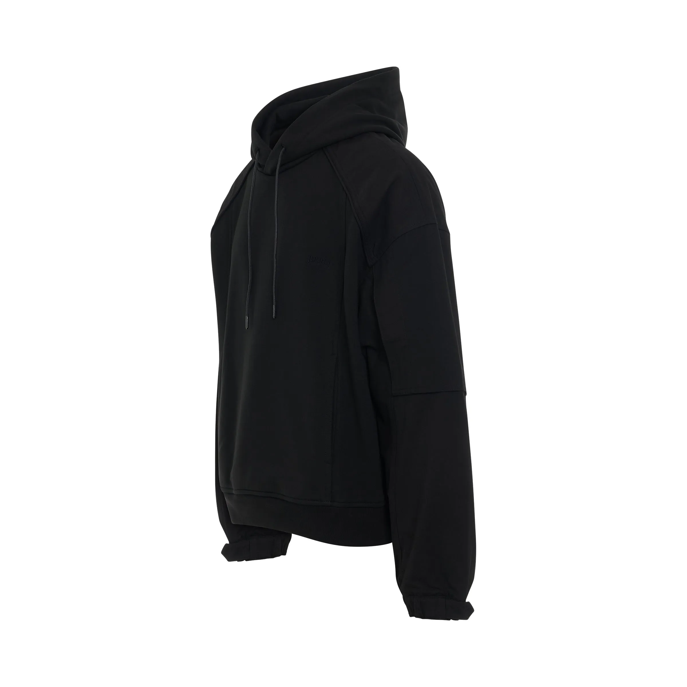Cotton Layered Jersey Hoodie in Black sold by MARAIS product image thumbnail 2