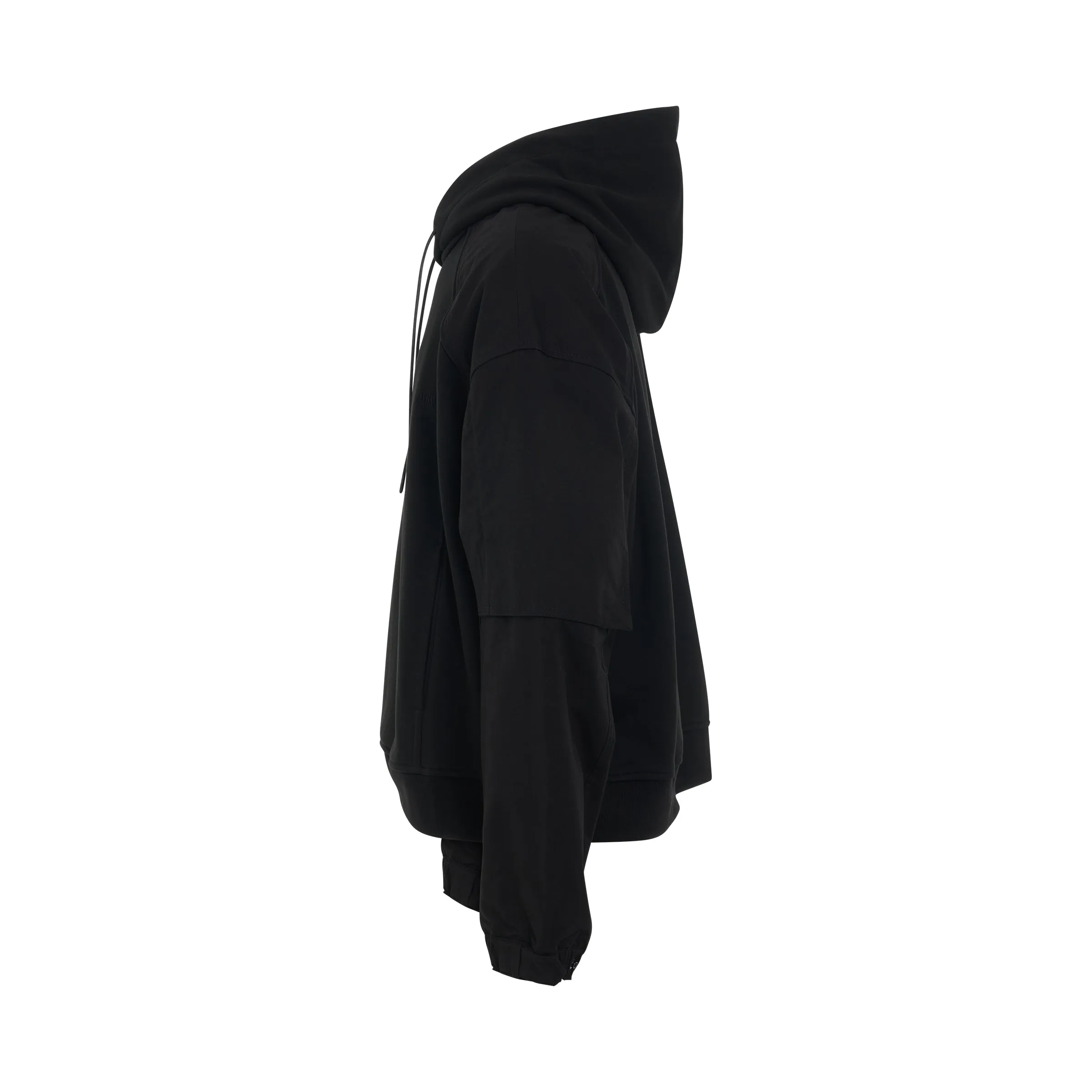 Cotton Layered Jersey Hoodie in Black sold by MARAIS product image thumbnail 3
