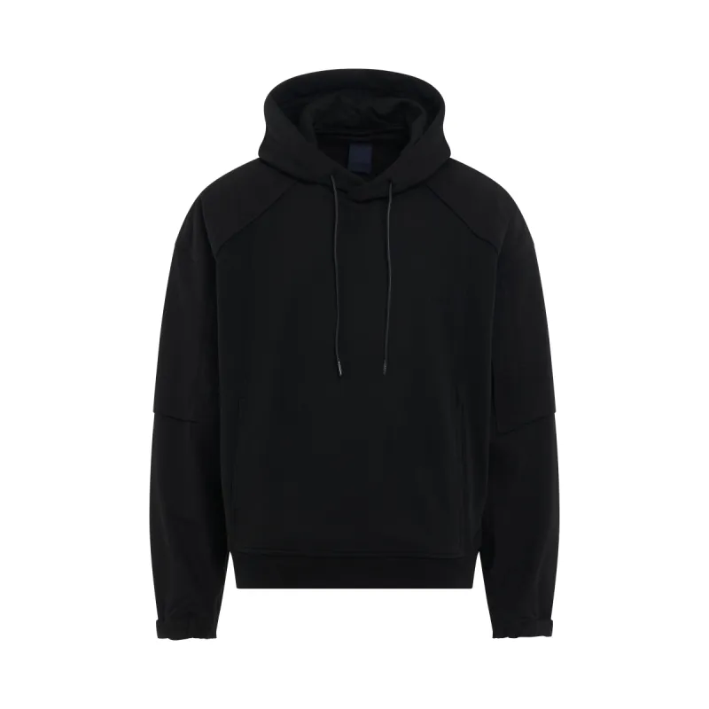 Cotton Layered Jersey Hoodie in Black sold by MARAIS