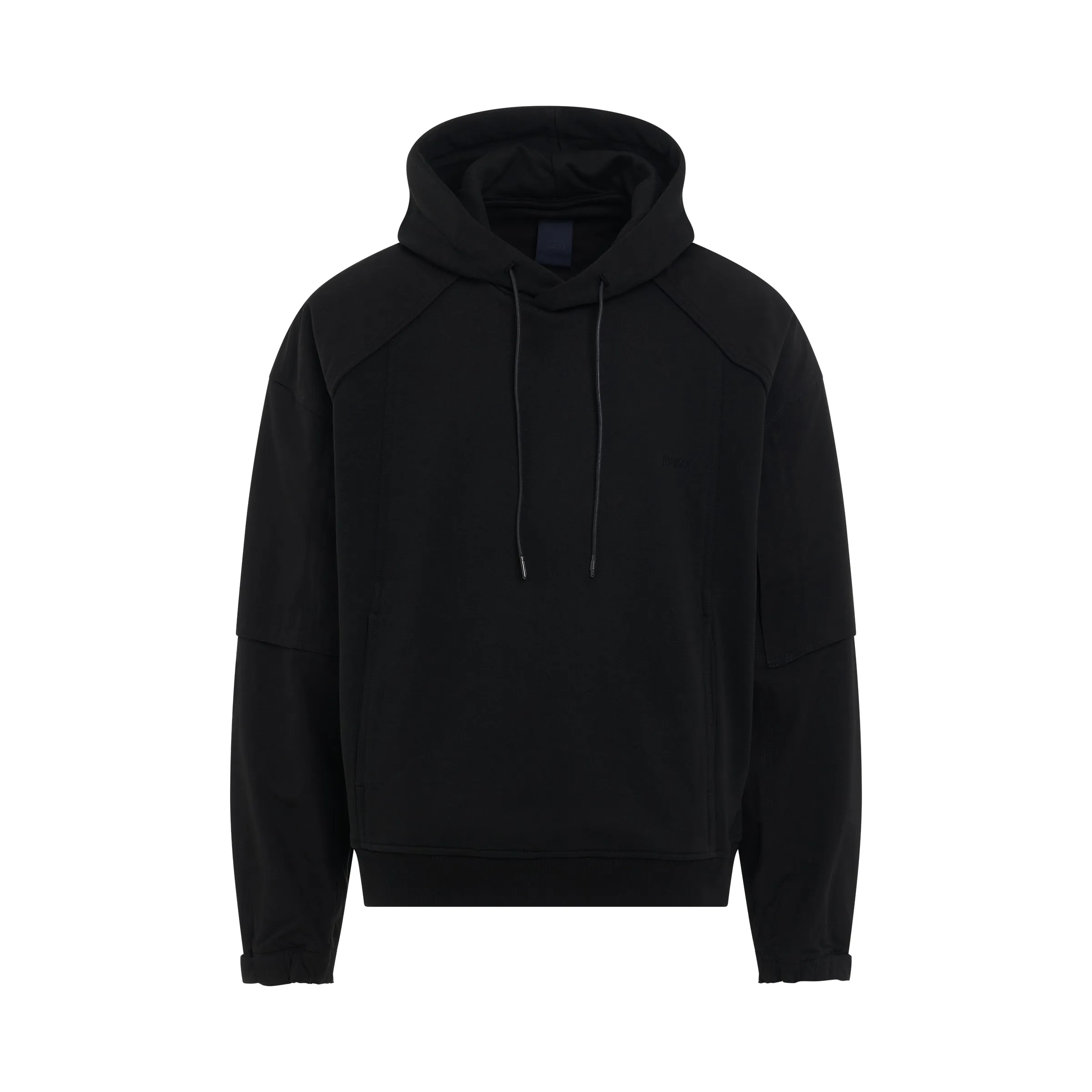 Cotton Layered Jersey Hoodie in Black sold by MARAIS