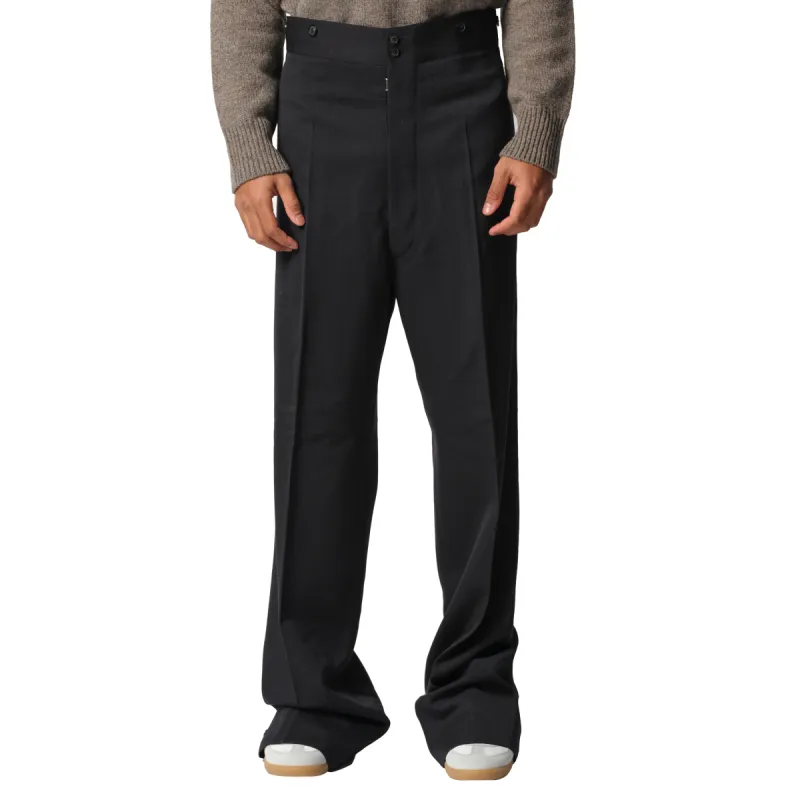 Wool Barathea Pants in Black sold by MARAIS