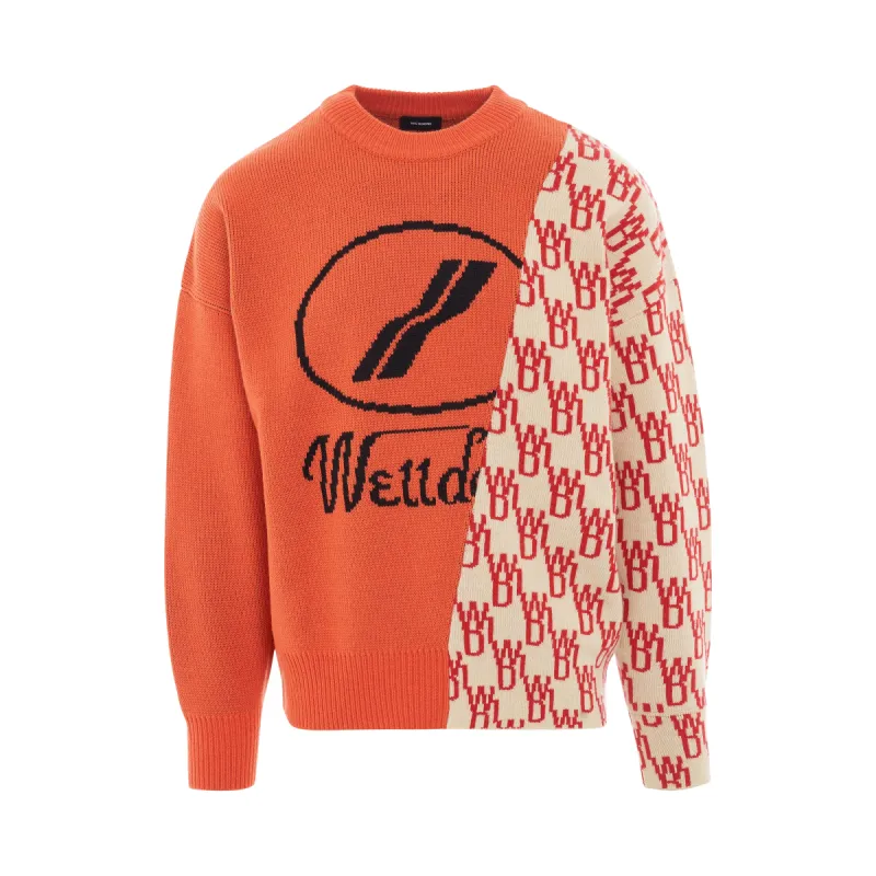 WD1 Graphic Mix Logo Sweater in Orange sold by MARAIS