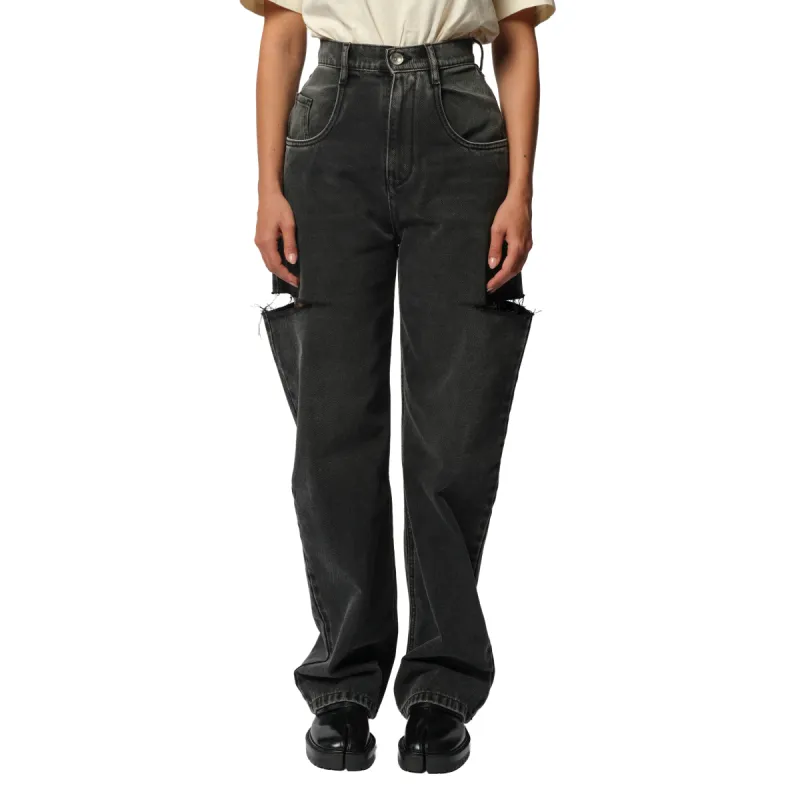 Slash Loose Fit Denim Jeans in Black sold by MARAIS