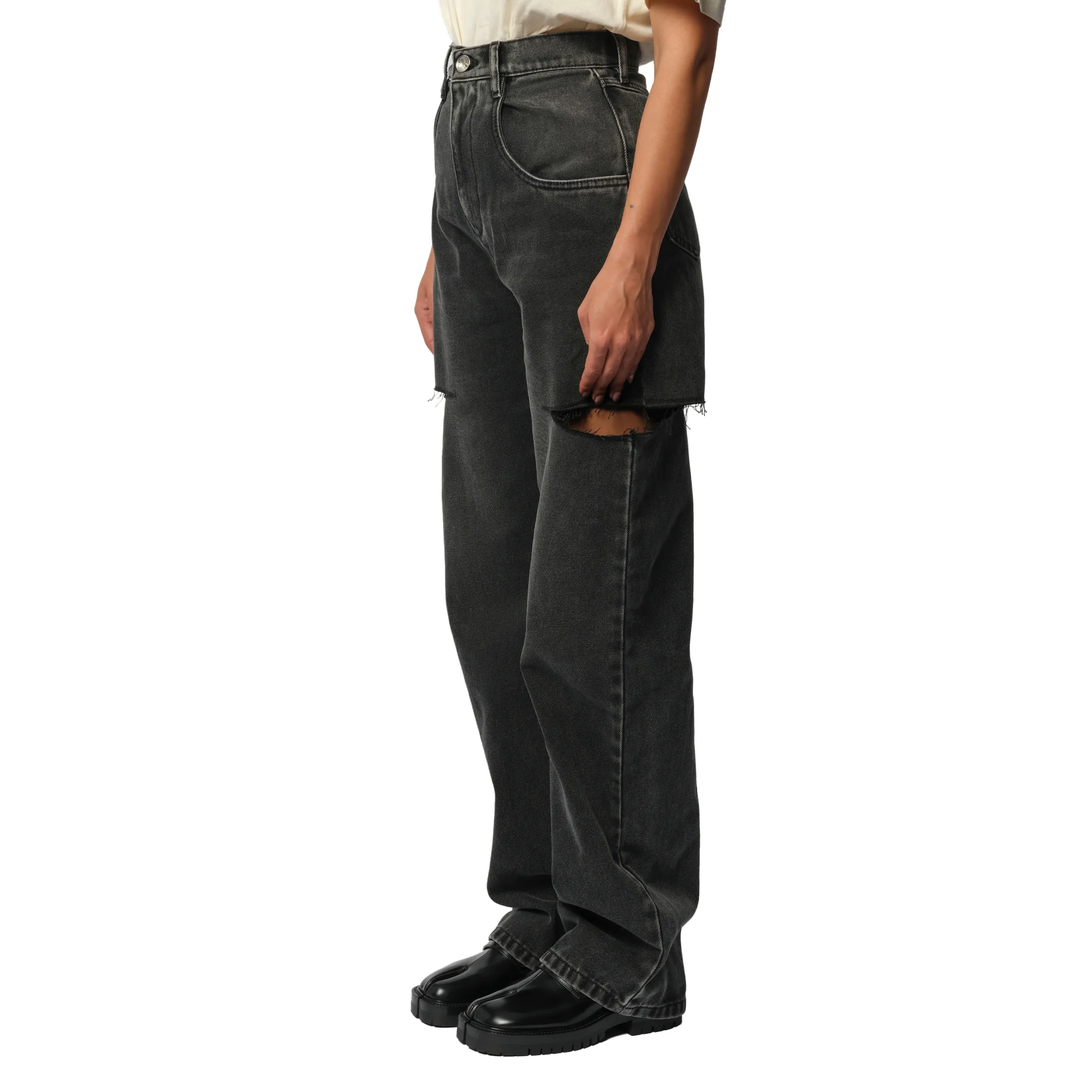 Slash Loose Fit Denim Jeans in Black sold by MARAIS product image thumbnail 5
