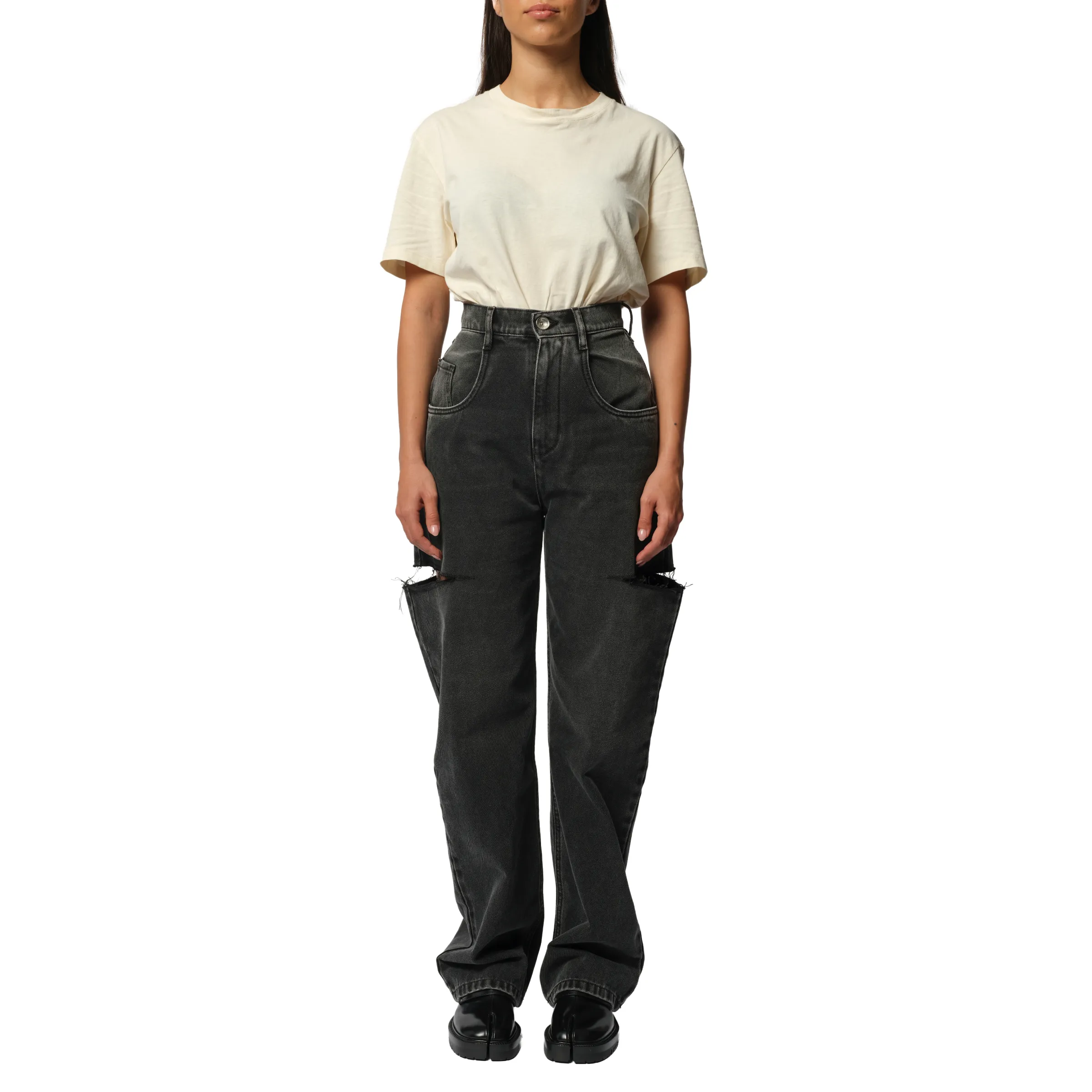 Slash Loose Fit Denim Jeans in Black sold by MARAIS product image thumbnail 4