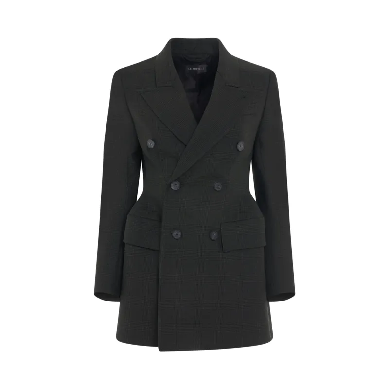 Double Breasted Hourglass Blazer in Khaki/Black sold by MARAIS