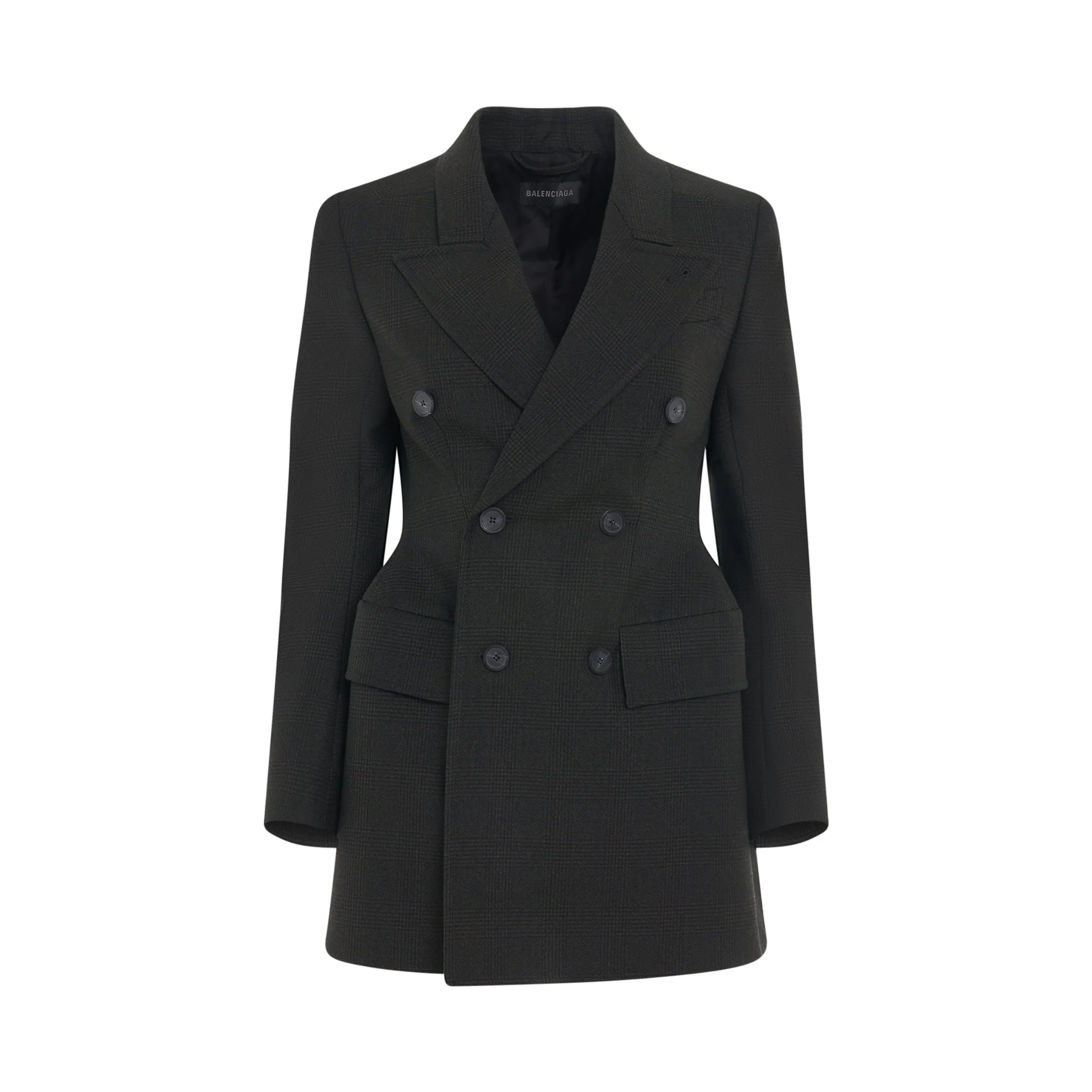 Double Breasted Hourglass Blazer in Khaki/Black sold by MARAIS