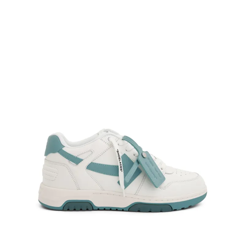 Out Of Office Calf Leather Sneaker in White/Celadon sold by MARAIS