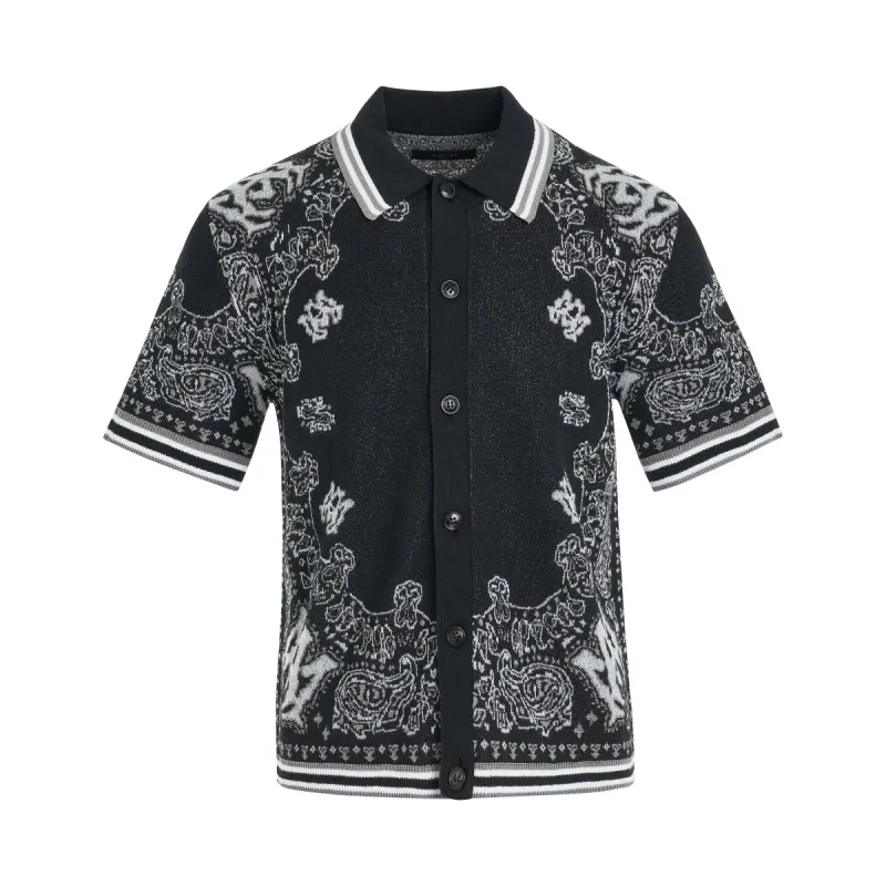 Bandana Polo Shirt in Black sold by MARAIS