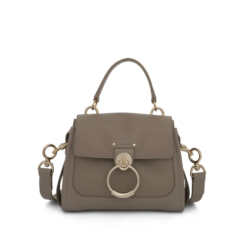 Mini Tess Day Bag in Grained & Shiny Calfskin in Motty Grey sold by MARAIS