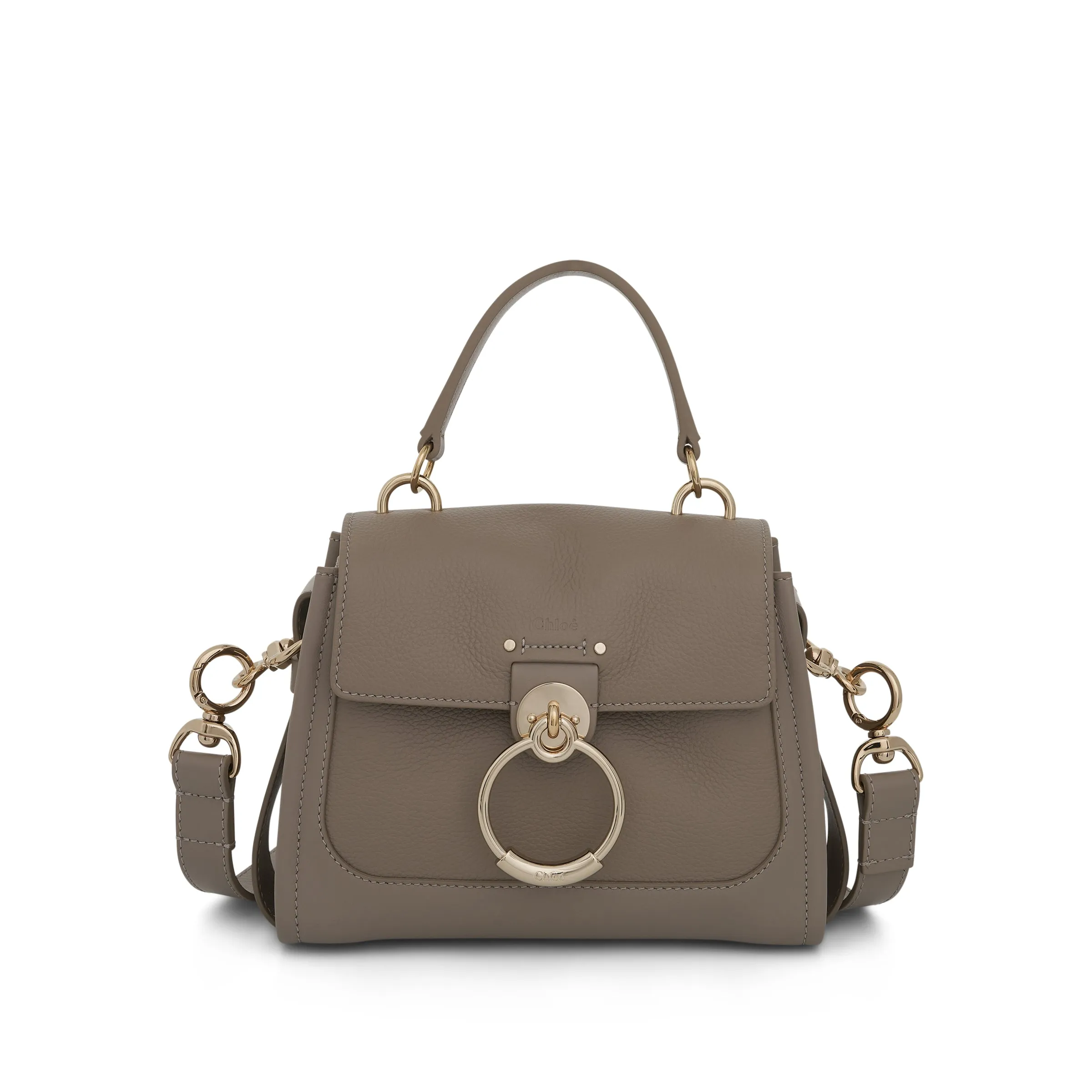 Mini Tess Day Bag in Grained & Shiny Calfskin in Motty Grey sold by MARAIS
