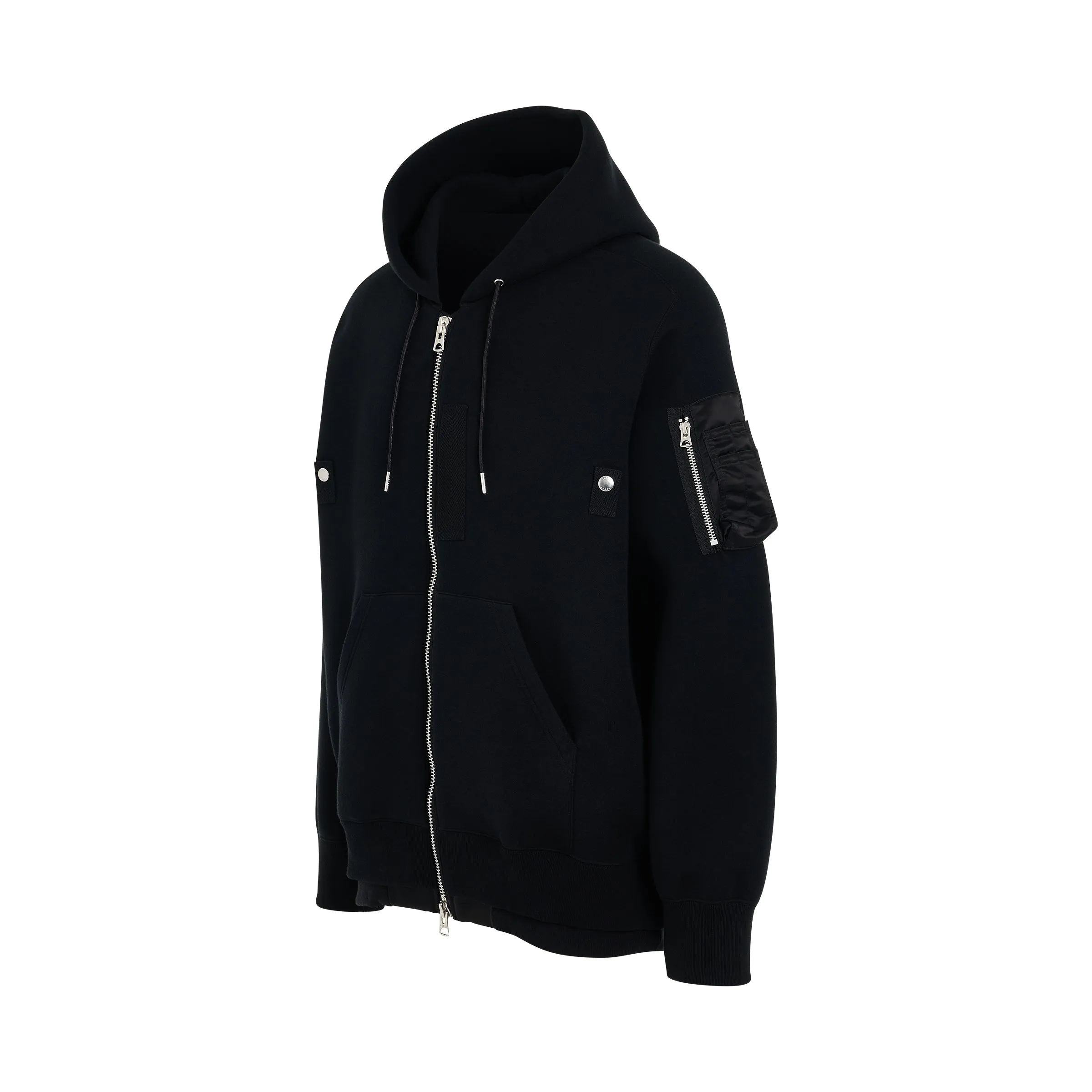 Sponge Sweat x Nylon Twill Zip Hoodie in Black sold by MARAIS product image thumbnail 2