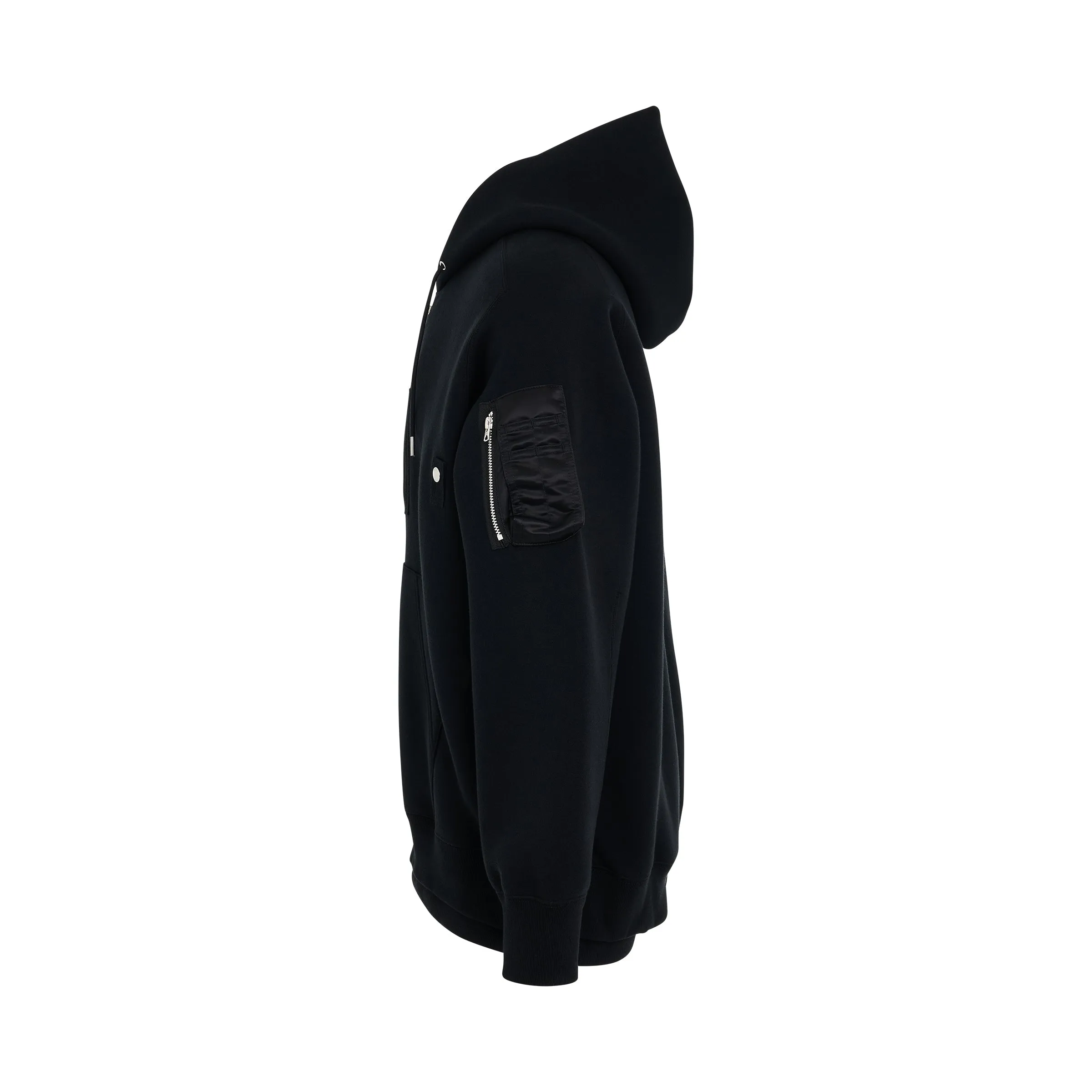 Sponge Sweat x Nylon Twill Zip Hoodie in Black sold by MARAIS product image thumbnail 3