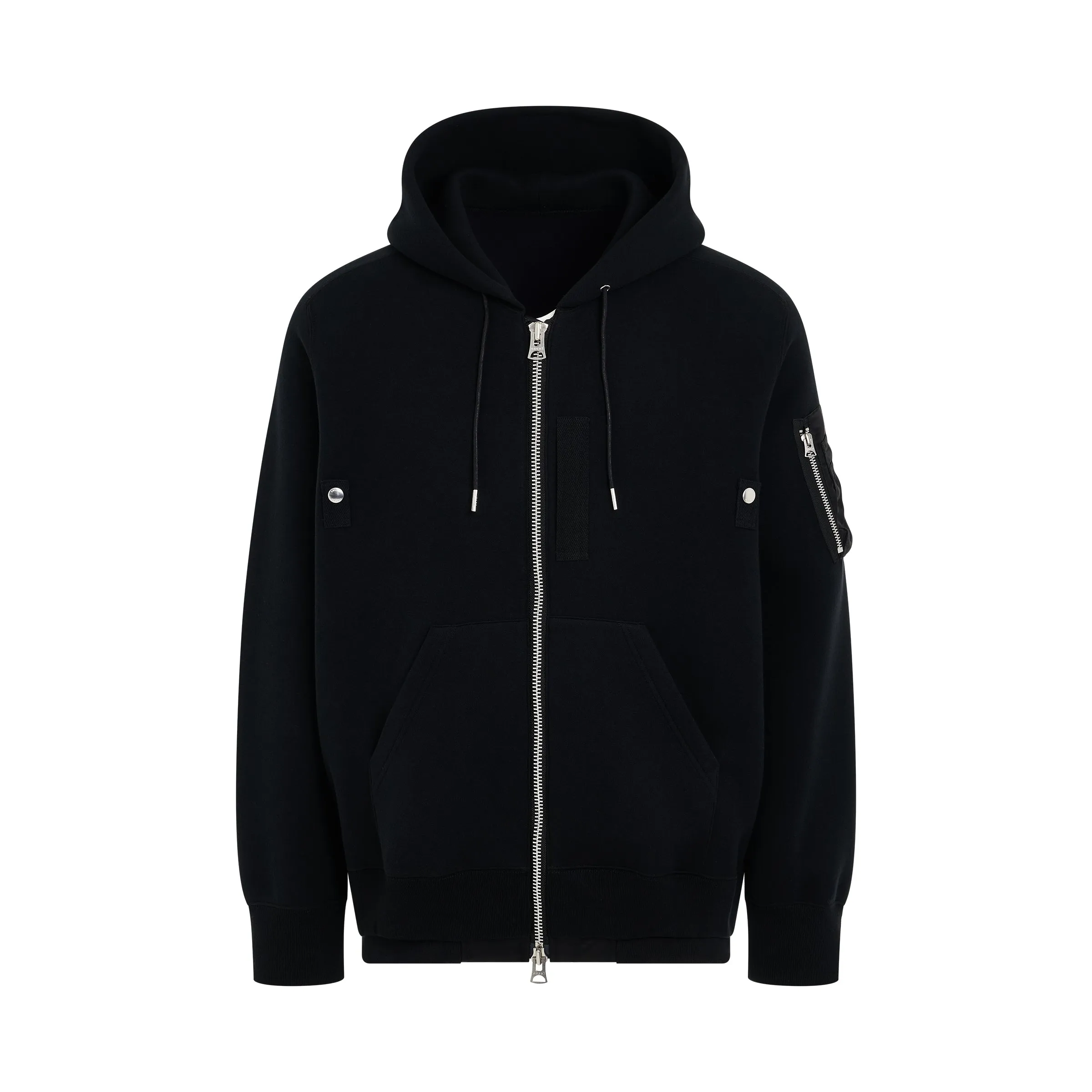 Sponge Sweat x Nylon Twill Zip Hoodie in Black sold by MARAIS