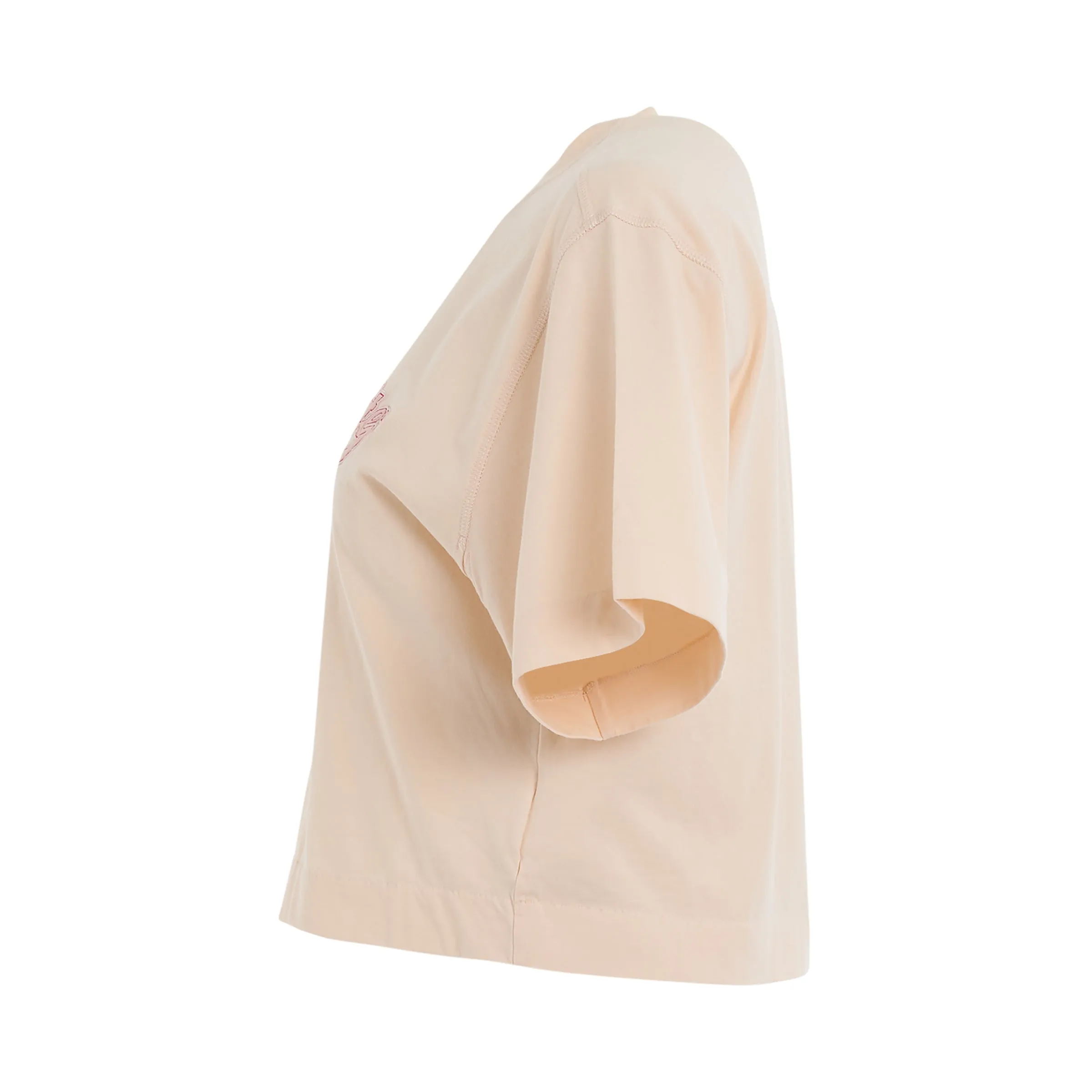 Embroidered Baseball Logo Crop T-Shirt in Nude/Fuchsia sold by MARAIS product image thumbnail 3