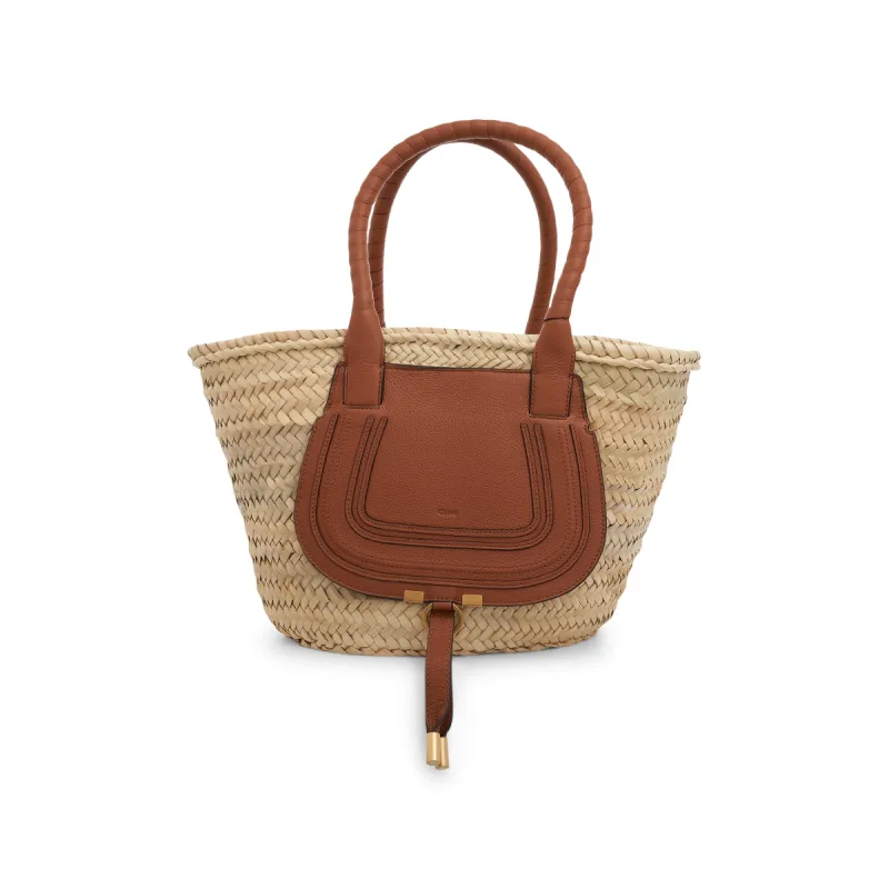 Medium Marcie Basket Bag in Tan sold by MARAIS
