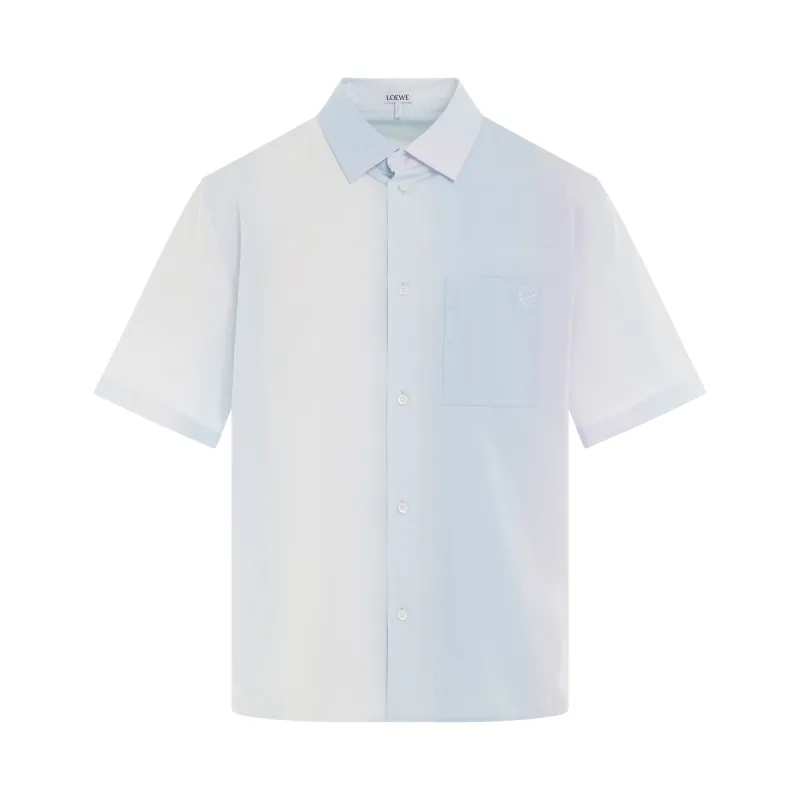 Fading Stripe Short Sleeve Shirt in Soft Blue sold by MARAIS